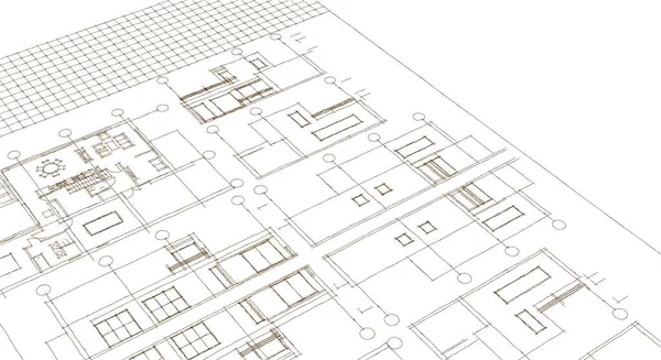 Huis Plan Interieur Rendering — Stockfoto