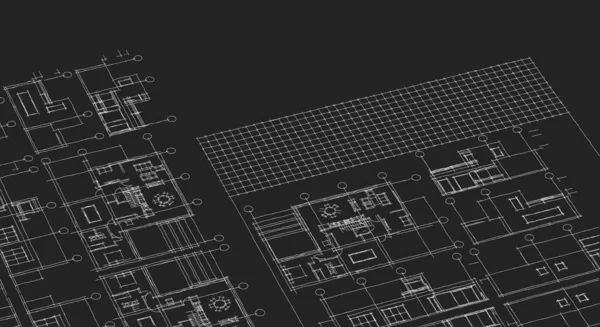 住宅平面图内部3D渲染 — 图库照片