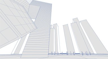 Modern şehir panoraması 3D illüstrasyon