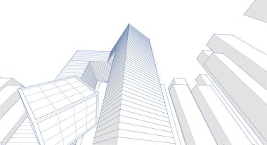 Mimari konsept şehir 3D görüntüleme