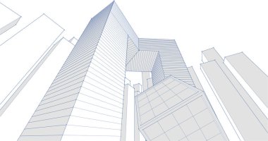 Mimari konsept şehir 3D görüntüleme