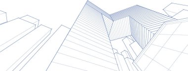 Mimari konsept şehir 3D görüntüleme