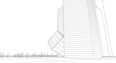 Modern şehir panoraması 3D illüstrasyon