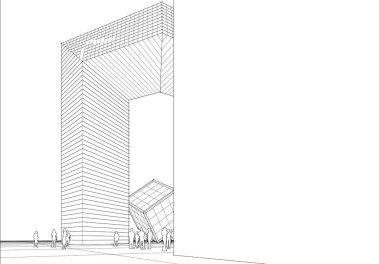 Modern şehir panoraması 3D illüstrasyon