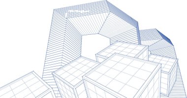 Mimari konsept şehir 3D görüntüleme