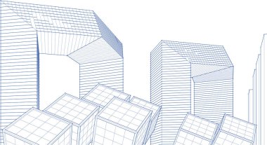 Mimari konsept şehir 3D görüntüleme