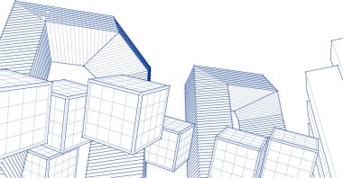 Mimari konsept şehir 3D görüntüleme