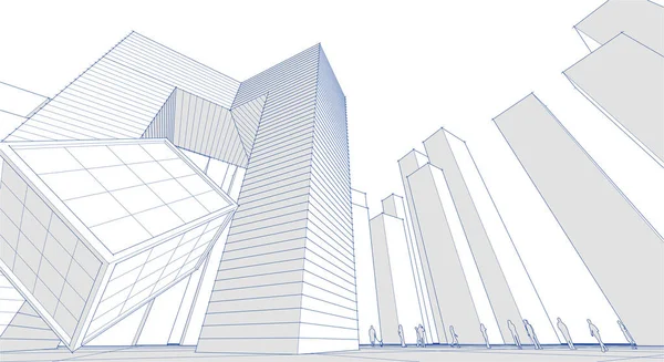 Modern şehir panoraması 3D illüstrasyon