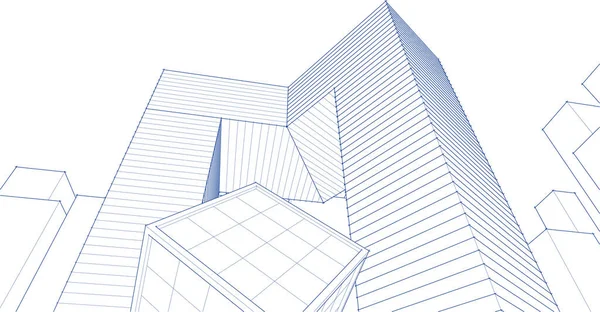 Architektura Koncept Město Vykreslování — Stockový vektor
