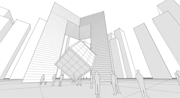 Panorama Ciudad Moderna Ilustración — Vector de stock