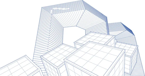 Mimari konsept şehir 3D görüntüleme