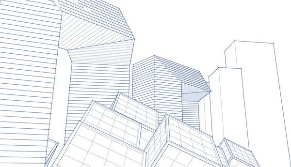 Mimari konsept şehir 3D görüntüleme