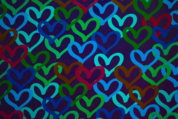 Ημέρα Του Αγίου Βαλεντίνου Έννοια Πολύχρωμα Σχέδια Καρδιά Φόντο Πολύχρωμη — Φωτογραφία Αρχείου