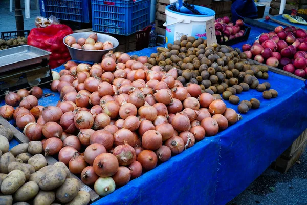 Cebollas Patatas Puesto Venta Bazar Tradicional Turco — Foto de Stock