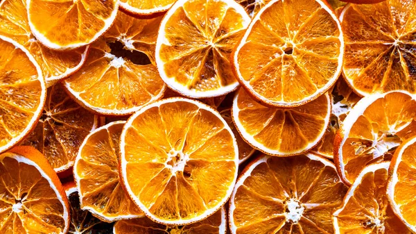 Dried Orange Dried Orange Slices Background High Angle View Top — Foto de Stock