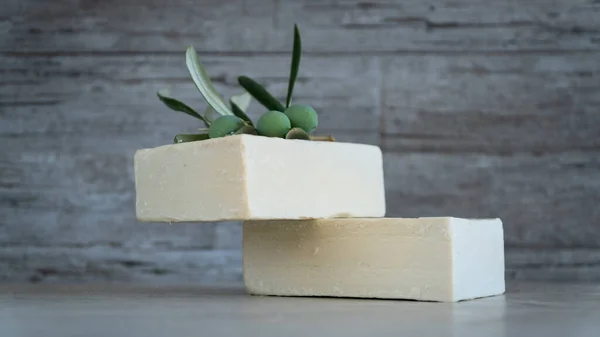 Organic Natural Handmade Soap Bars Based Olive Oil Skin Care — Stock Photo, Image