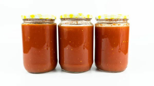 Sauce Tomate Dans Pot Sauce Tomate Maison Faisant Concept Processus — Photo