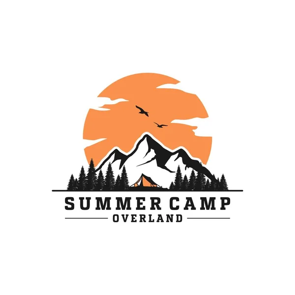 Kamp Kurup Dağ Üstü Logo Tasarım Vektörünü Keşfedin — Stok Vektör