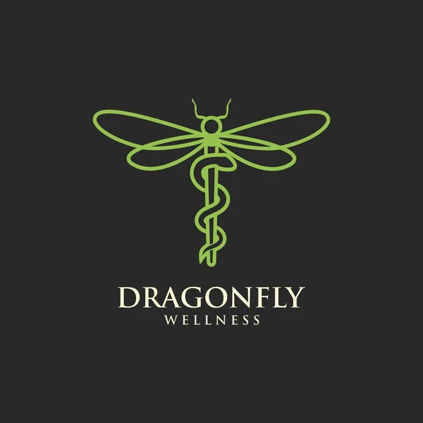 Dragonfly Combined Medical Snake Logo Health Beauty — Vector de stoc