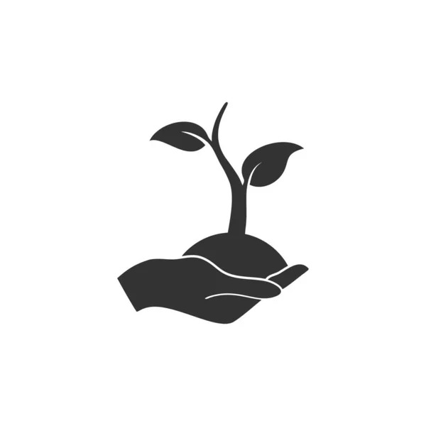 Hände Halten Pflanze Hand Mit Blatt Einfaches Vektorsymbol Symbol Logo — Stockvektor