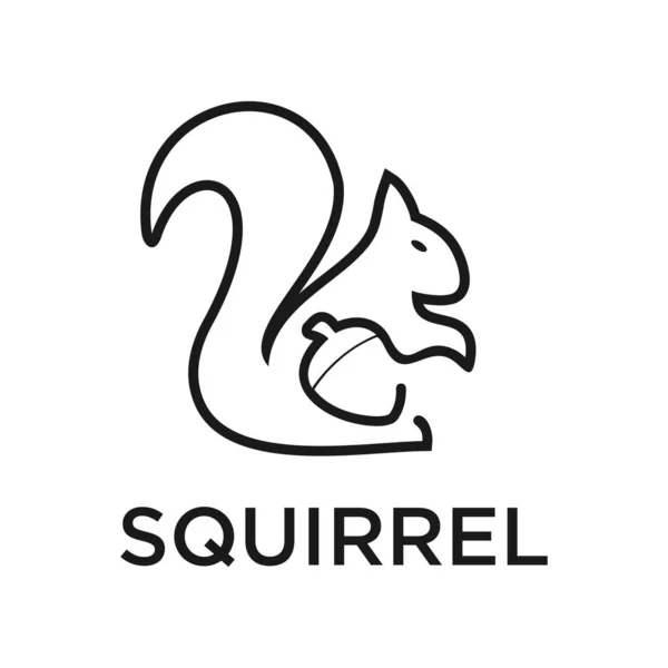 Oravan Logo Ääriviivat Orava Tammenterho — vektorikuva