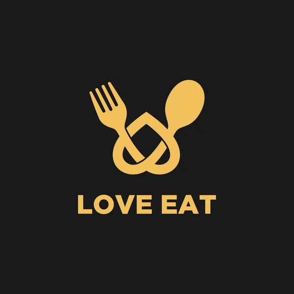 Dragostea Mânca Furculiță Cuțit Forma Inimii Minunat Logo Design Șablon Vectori de stoc fără drepturi de autor