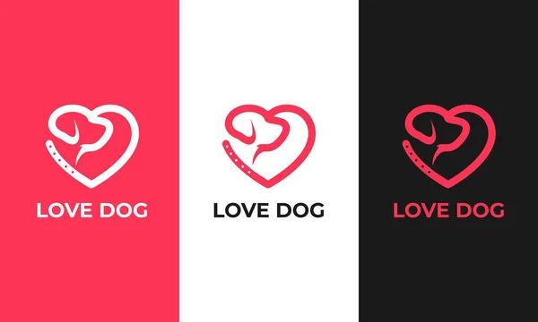 Love Dog Design Pet Lovers Love Heart Dog Face Vector — Vettoriale Stock