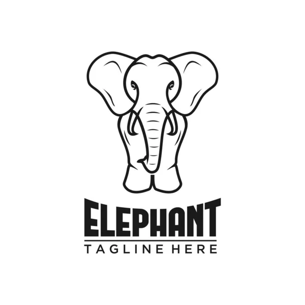 Simple Minimalist Elephant Logo Illustration Black Line Style Elephant Logo — Stock Vector