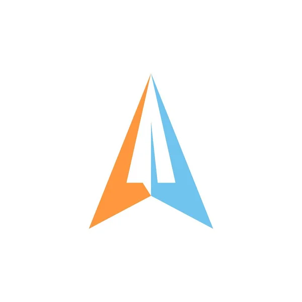 Abstract Business Arrow Logo Icoon Met Papieren Vliegtuig — Stockvector