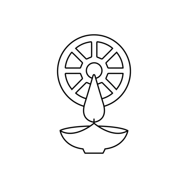 Dharmachakra Com Símbolo Lâmpada Roda Dharma Budismo — Vetor de Stock