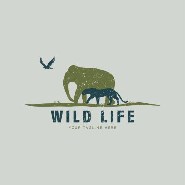 Yaban Hayatı Logosu, SAFARI LOGO VECTOR, Afrika Logo Şablonu, fil, kaplan, kuş logosu, hayvanlar