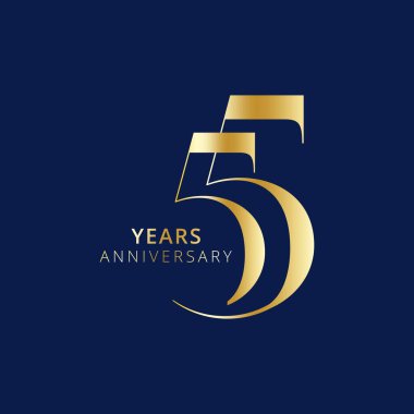 55 Yıl Yıldönümü Logosu, Doğum günü, davetiye, düğün, yıldönümü ve tebrik kartı illüstrasyonu için Vektör Şablonu.