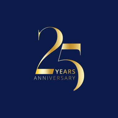 25th anniversary logo, Golden Color, 25 years for birthday, invitation, wedding, jubilee and greeting card illustration. clipart