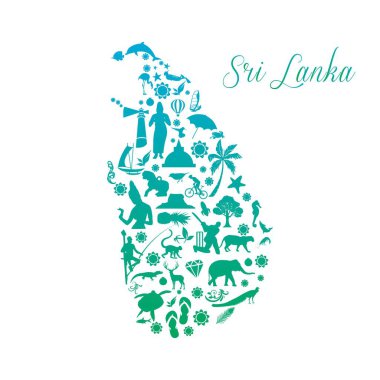 Sri Lanka ülke haritası simgeleri simgeleri