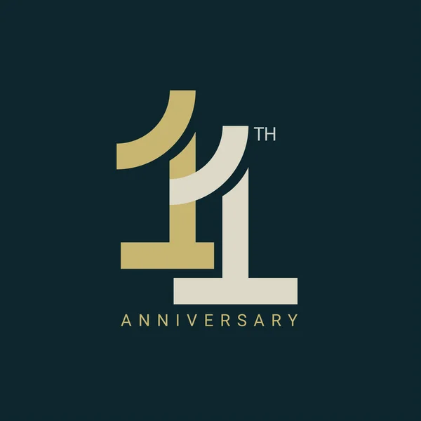 11Th Year Anniversary Logo Urodziny Wektor Szablon Element Projektu Urodziny — Wektor stockowy