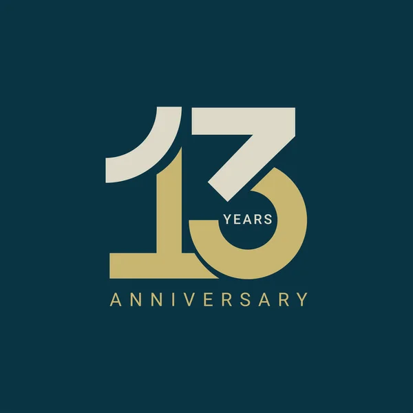 13周年記念ロゴ 13歳の誕生日 ゴールデンカラー ベクターテンプレート招待状 結婚式 記念日 グリーティングカードイラストのデザイン要素 — ストックベクタ