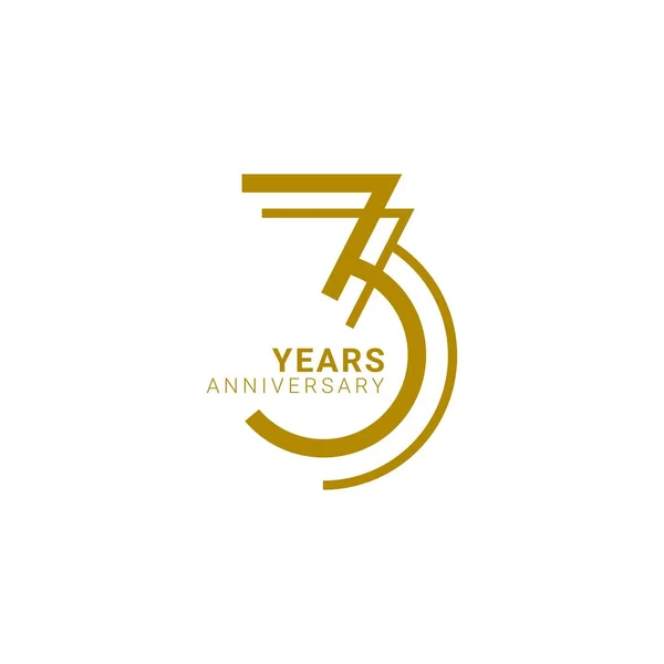 誕生日 招待状 結婚式 記念日 グリーティングカードイラストのための3周年記念ロゴ ゴールデンカラー ベクトルテンプレートデザイン要素 — ストックベクタ