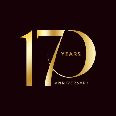 170 Yıl Yıldönümü Logosu, Altın Rengi, Doğum günü, davetiye, düğün, jübile ve tebrik kartı resimleme için Vektör Şablonu Tasarım ögesi.