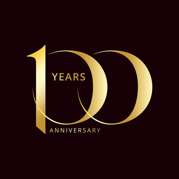 Logotipo Aniversario 100 Años Color Dorado Elemento Diseño Plantilla Vectorial — Vector de stock