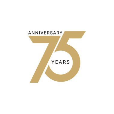 Doğum günü, davetiye, düğün, jübile ve tebrik kartı illüstrasyonu için 75 Yıl Yıldönümü Logosu, Rengi, Vektör Şablonu Tasarım Ögesi.