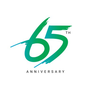 Doğum günü, davetiye, düğün, jübile ve tebrik kartı illüstrasyonu için 65. Yıl Yıldönümü Logosu, Rengi, Vektör Şablonu Tasarım Ögesi.