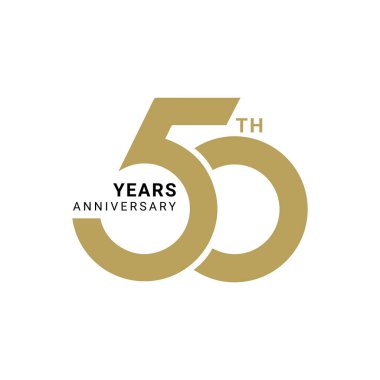 50 Yıl Yıldönümü Logosu, Doğum günü, davetiye, düğün, yıldönümü ve tebrik kartı illüstrasyonu için Vektör Şablonu.