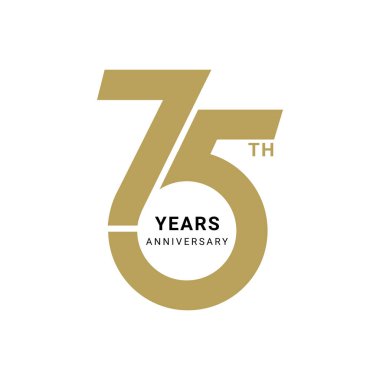 75 Year Anniversary Logo, Golden Color, Vector Template Design element for birthday, invitation, wedding, jubilee and greeting card illustration. clipart