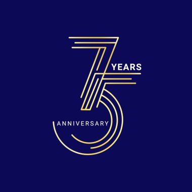 75 Yıl Yıldönümü Logosu, Altın Rengi, Doğum günü, davetiye, düğün, jübile ve tebrik kartı resimleme için Vektör Şablonu Tasarım Ögesi.