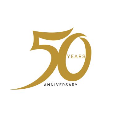 50 Yıl Yıldönümü Logosu, Doğum günü, davetiye, düğün, yıldönümü ve tebrik kartı illüstrasyonu için Vektör Şablonu.