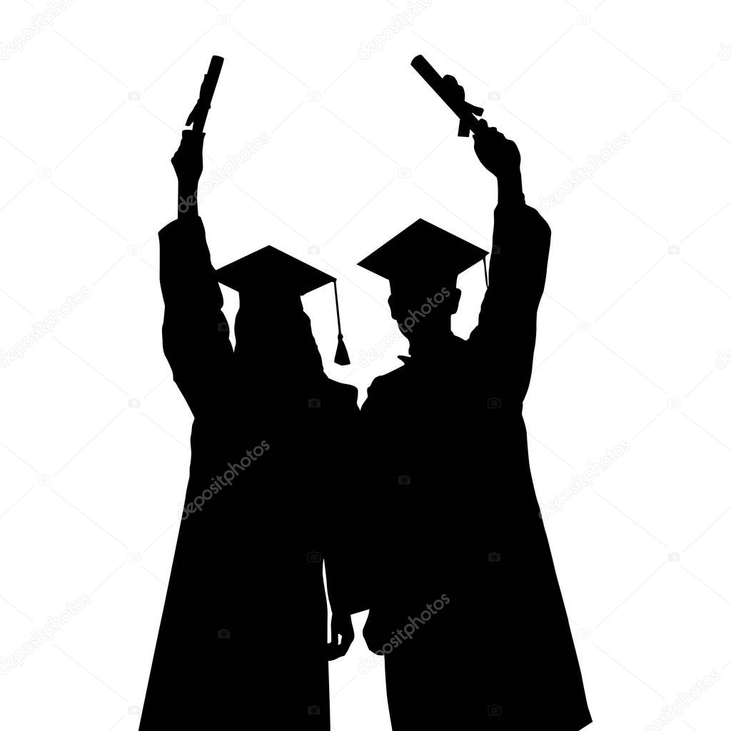 Graduated at university Silhouette high achievements. School student hat vector