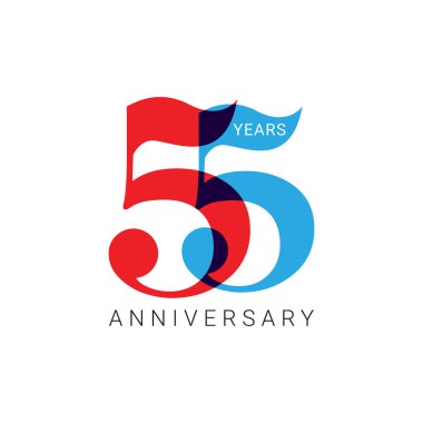 55 Yıl Yıldönümü Logosu, Altın Rengi, Doğum günü, davetiye, düğün, jübile ve tebrik kartı illüstrasyonu için Vektör Şablonu.