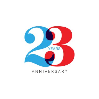 23 Yıl Yıldönümü Logosu, Doğum günü, davetiye, düğün, yıldönümü ve tebrik kartı illüstrasyonu için Vektör Şablonu.
