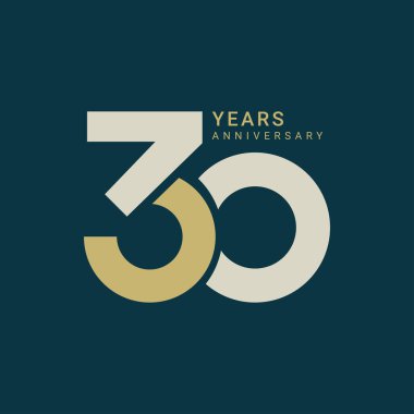30 Yıl Yıldönümü Logosu, Doğum günü, davetiye, düğün, yıldönümü ve tebrik kartı illüstrasyonu için Vektör Şablonu.
