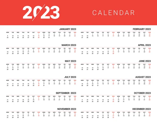 2023 Kalender Mall Veckan Börjar Måndag Planerardagbok Minimalistisk Stil Företags — Stock vektor